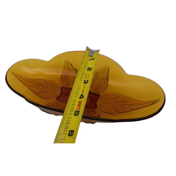 Vintage Anchor Hocking Renaissance Amber Leaf Glass Oval Relish Dish Candy  10" - Picture 6 of 8